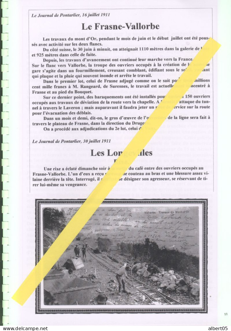 Ligne Frasne-Vallorbe - Histoires De Chantiers - Année 1911 - Kunstwerken