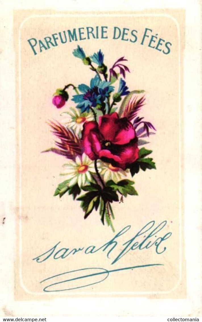 3 Cartes Chromo Parfumerie Des Fées Sarah Félix Lith. Alfred Clarey - Exposition Vienne 1873 - Profumeria Antica (fino Al 1960)