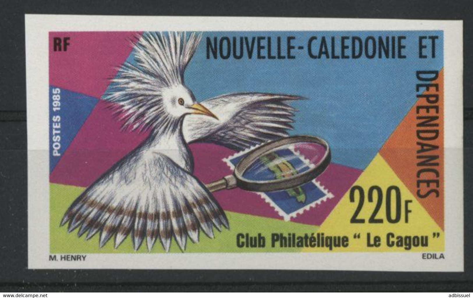 NOUVELLE CALEDONIE N° 504 NON DENTELES Neufs ** 220 Fr Club Philatélique Le CAGOU. TB - Unused Stamps