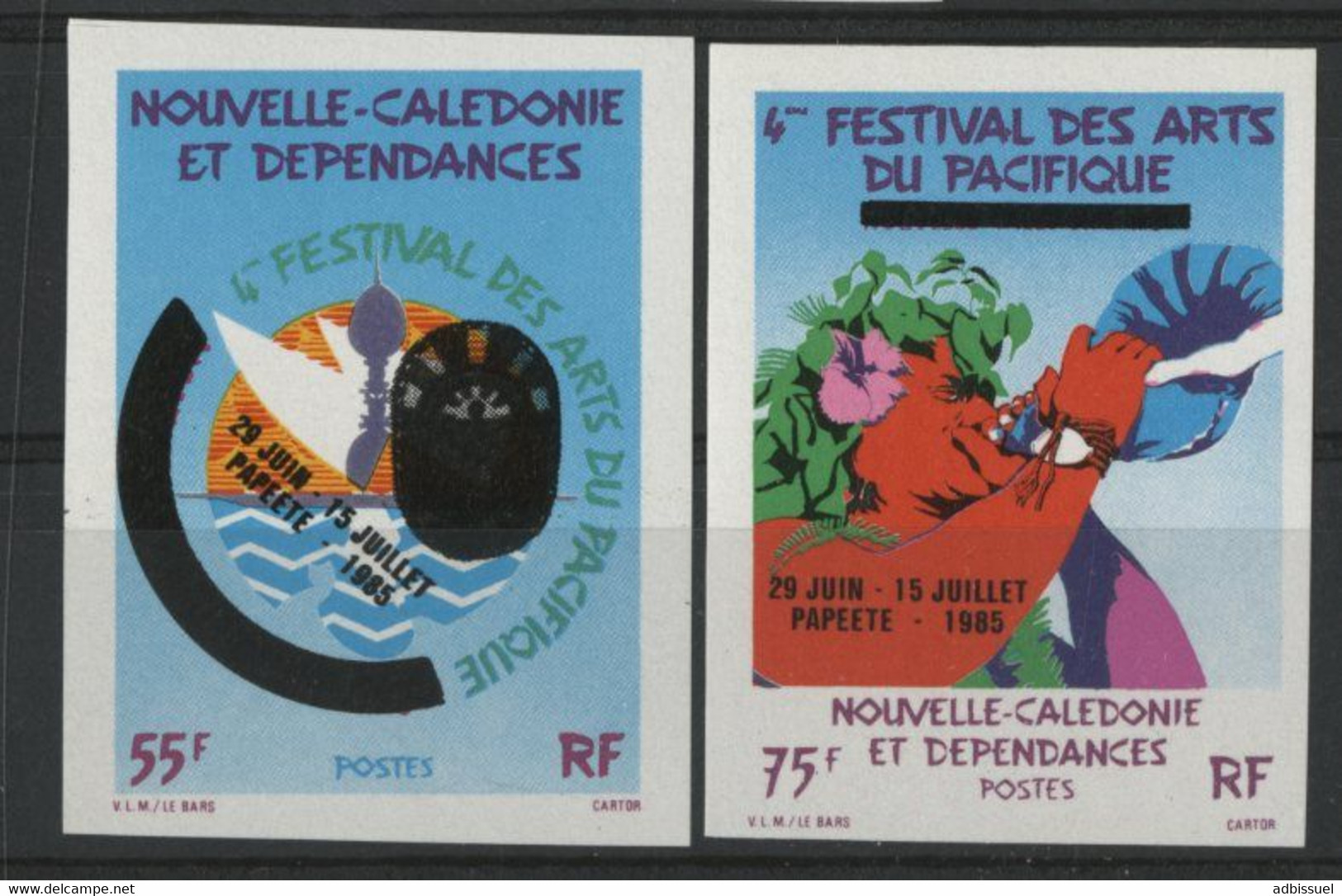 NOUVELLE CALEDONIE N° 505 + 506 NON DENTELES Neufs ** 55 Fr Et 75 Fr 4ème Festival Des Arts Du Pacifique. TB - Unused Stamps