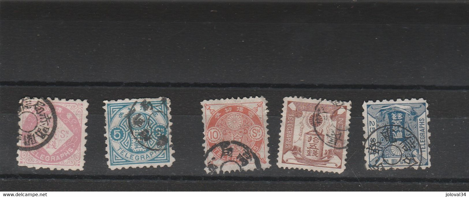 Japon Télégraphe Yvert  2  + 5 + 6 + 7 + 8 Oblitérés Lot 1 - Timbres Télégraphe