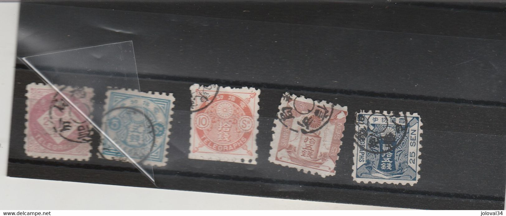 Japon Télégraphe Yvert  2  + 5 + 6 + 7 + 8 Oblitérés Lot 2 - Telegraph Stamps
