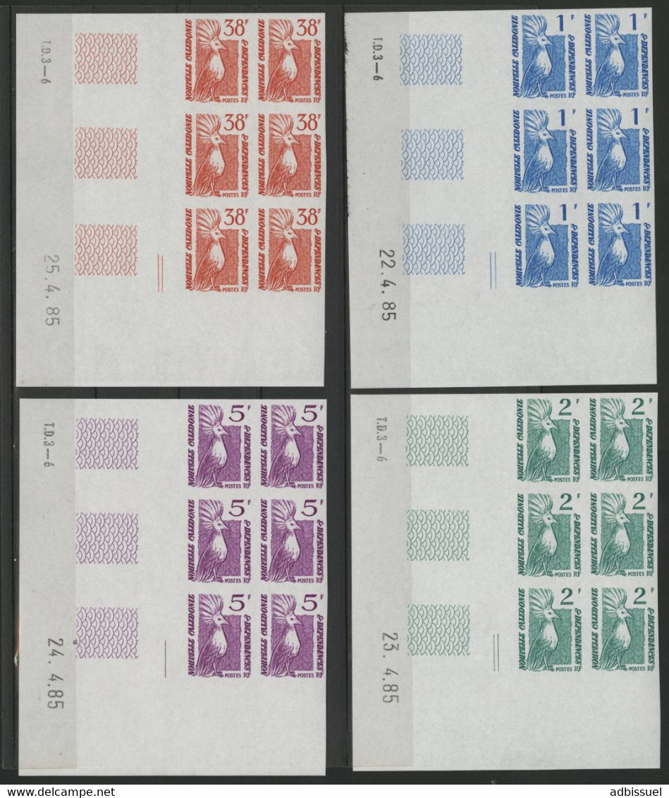 NOUVELLE CALEDONIE N° 491 + 492 + 495 + 497 Type Cagou Bloc De Six NON DENTELES Neufs + COIN DATE. TB (voir Description) - Ongebruikt