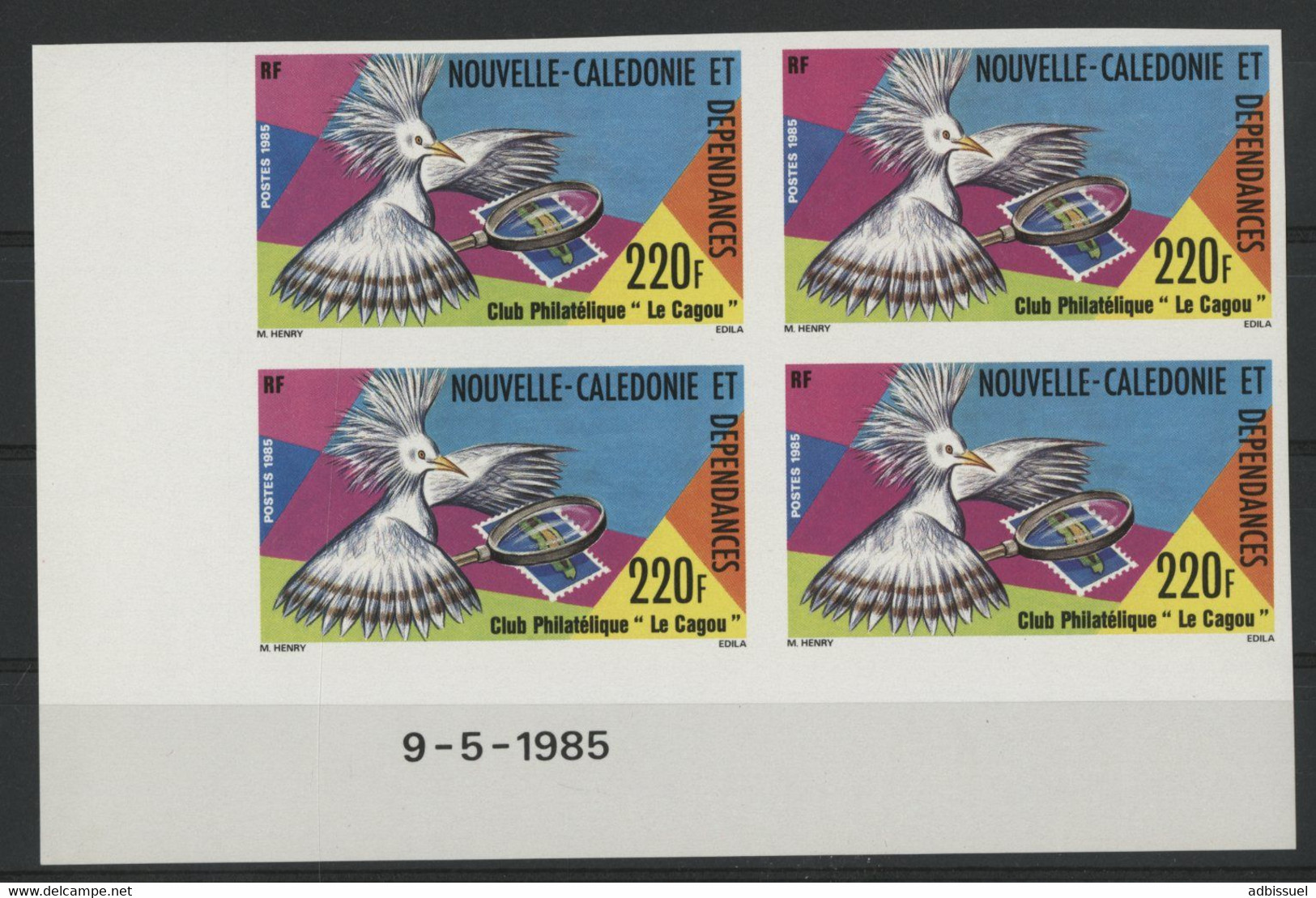 NOUVELLE CALEDONIE N° 504 Bloc De Quatre NON DENTELES Neufs ** + COIN DATE . TB (voir Description) - Unused Stamps