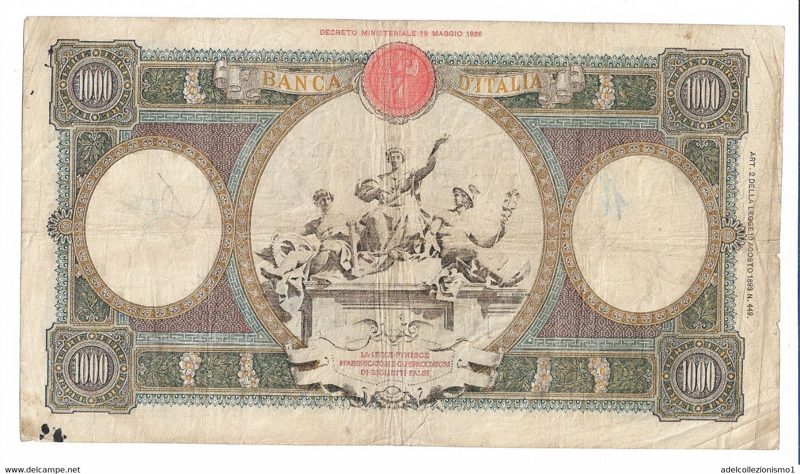 1798) Splendida Banconota Da 1000 Lire Regine Del Mare Del 21-5-1941  VEDI FOTO - 1000 Liras