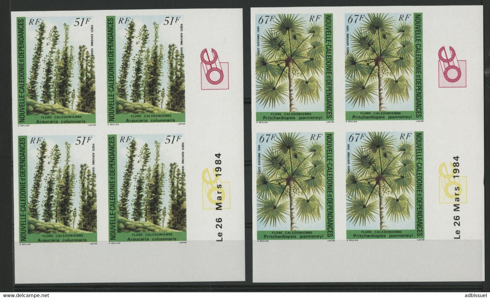 NOUVELLE CALEDONIE PA N° 238 + 239 Blocs De Quatre NON DENTELES Neufs ** + COINS DATES.TB (description) - Ongebruikt