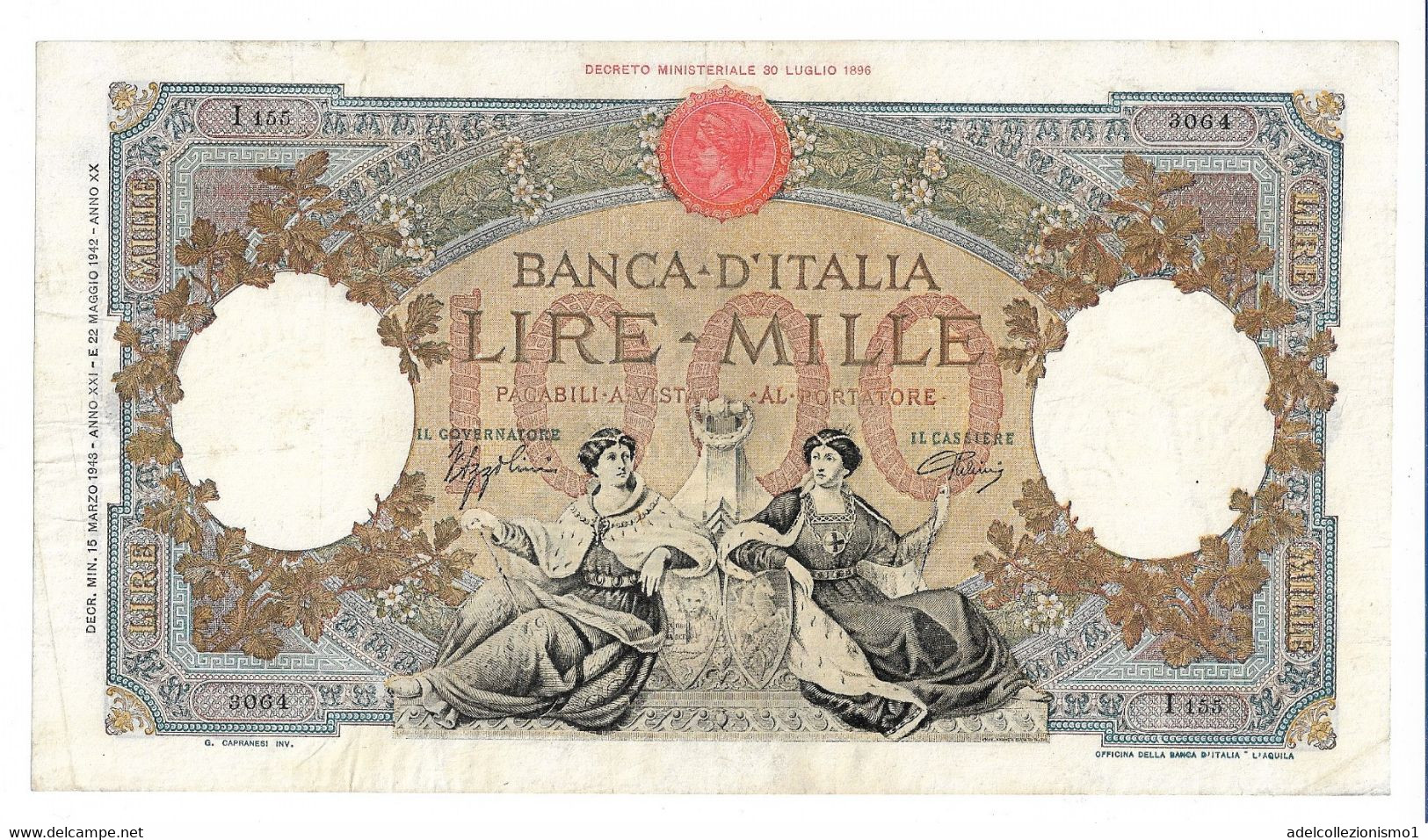 1626) Splendida Banconota Da 1000 Lire Regine Del Mare Del 15-3-1943 VEDI FOTO - 1.000 Lire