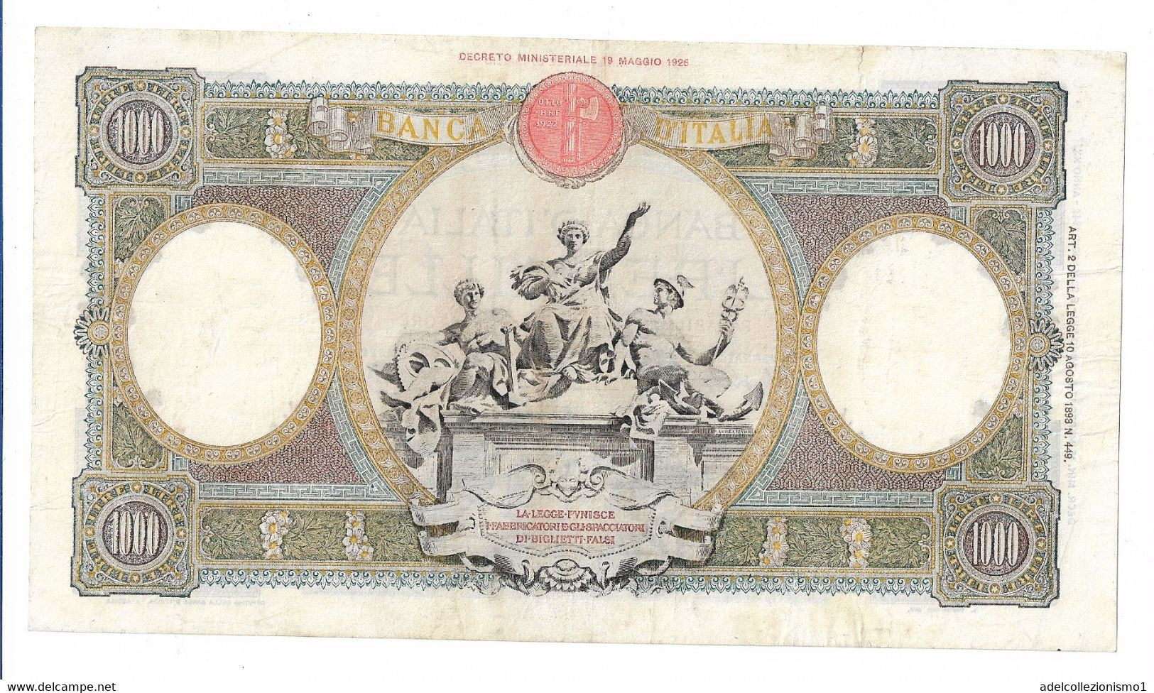 1626) Splendida Banconota Da 1000 Lire Regine Del Mare Del 15-3-1943 VEDI FOTO - 1000 Liras