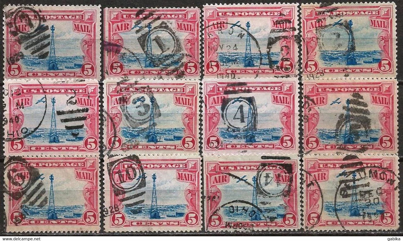 USA 1928, Scott C11, Used Air Mail, Duplex Oval Different Canceling, Beacon - 1a. 1918-1940 Usati