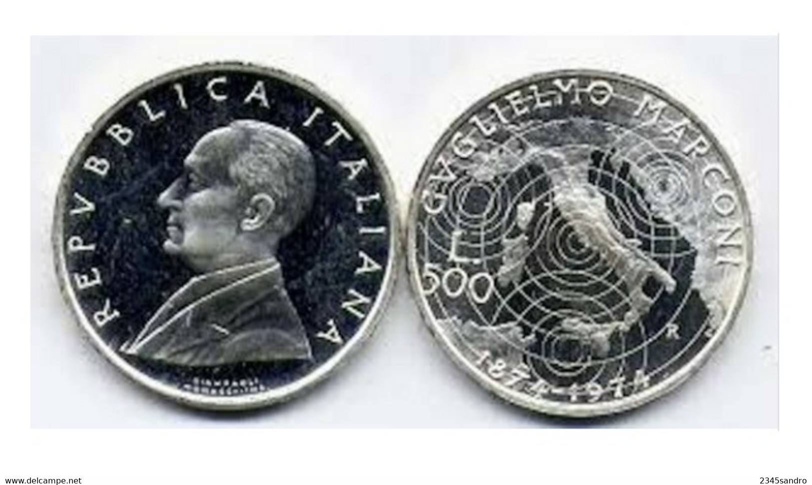 500 LIRE 1974 "MARCONI" COMMEMORATIVA ARGENTO FDC, Uncirculated, Stempelglanz, Fleur De Coin REPUBBLICA ITALIANA - 1 000 Liras