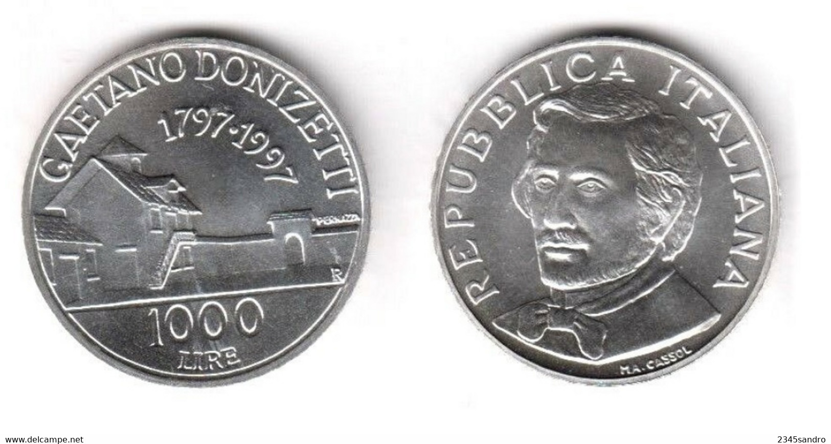 1000 LIRE 1997 "DONIZETTI" COMMEMORATIVA ARGENTO FDC, Uncirculated, Stempelglanz, Fleur De Coin REPUBBLICA ITALIANA - 1 000 Liras