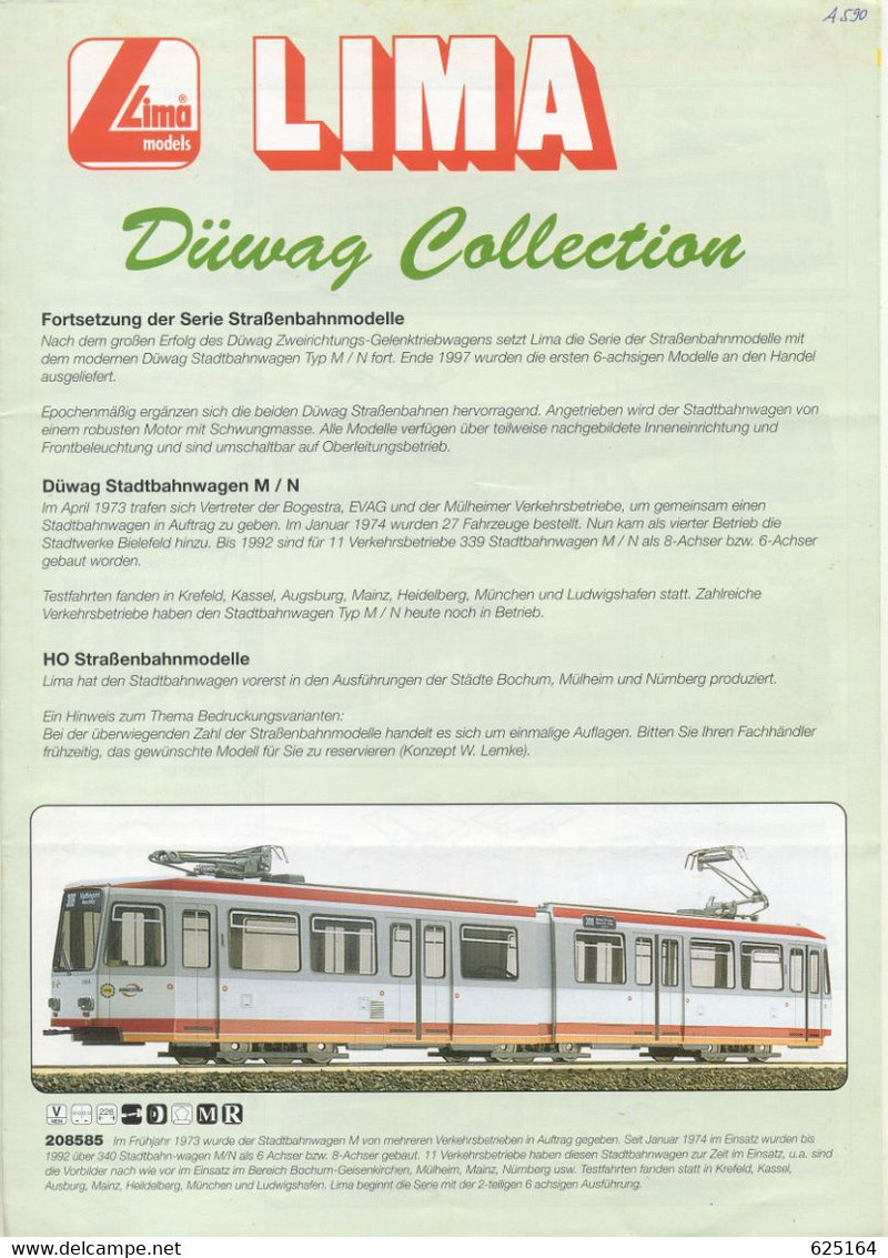 Catalogue LIMA 1998 Düwag Collection Straßenbahnmodelle HO & N - Duits