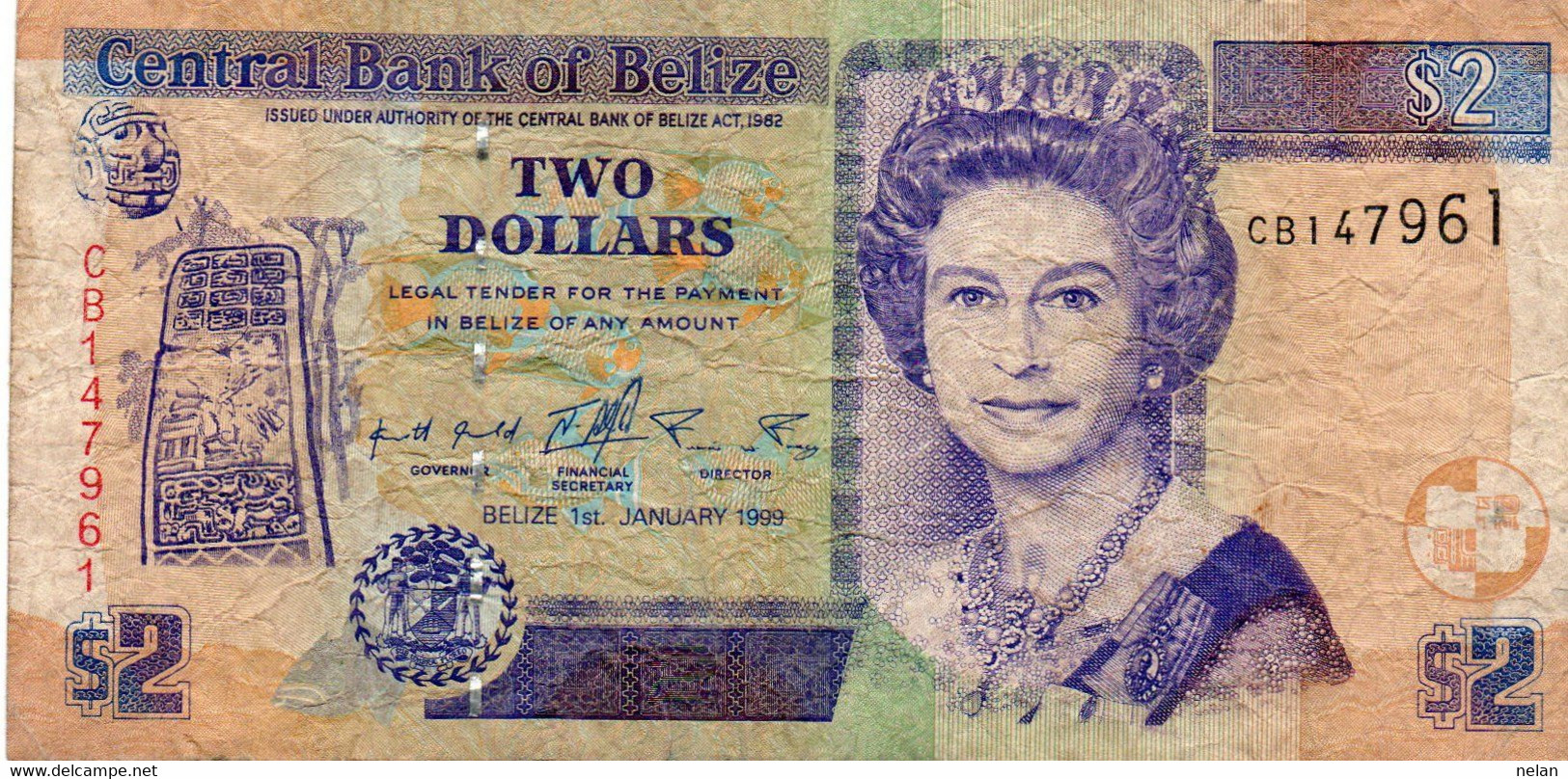 BELIZE  2 DOLLARS 1999 - Pick 60a - Belice