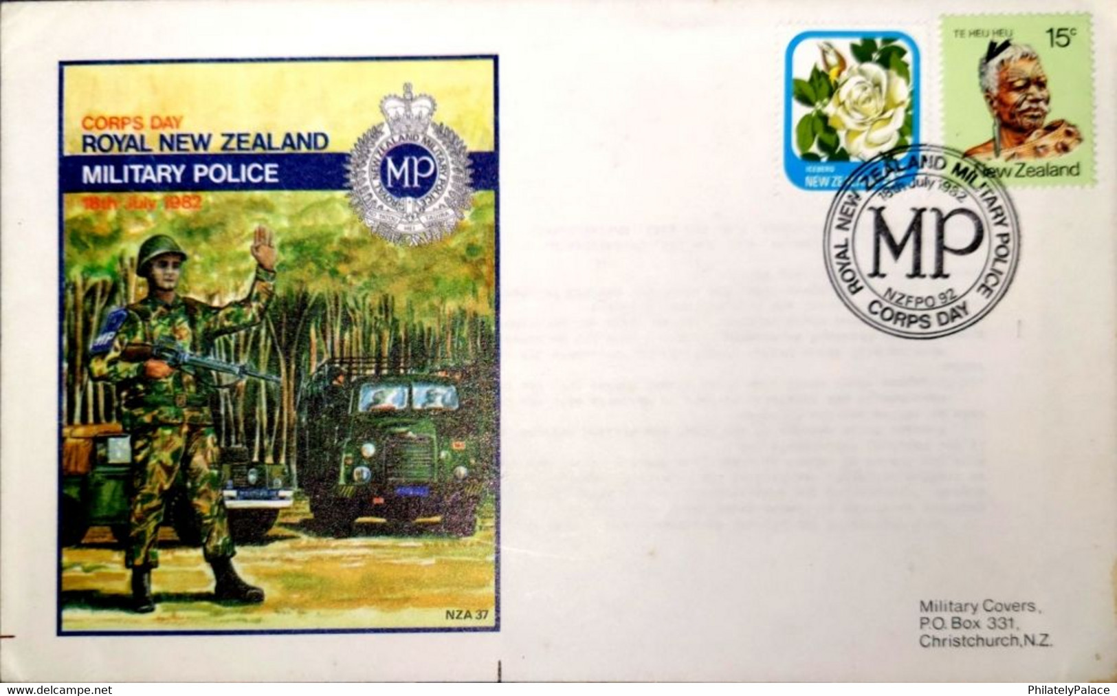 Newzealand 1982 Corps Day Royal New Zealand Military Police Fdc Cover - Brieven En Documenten