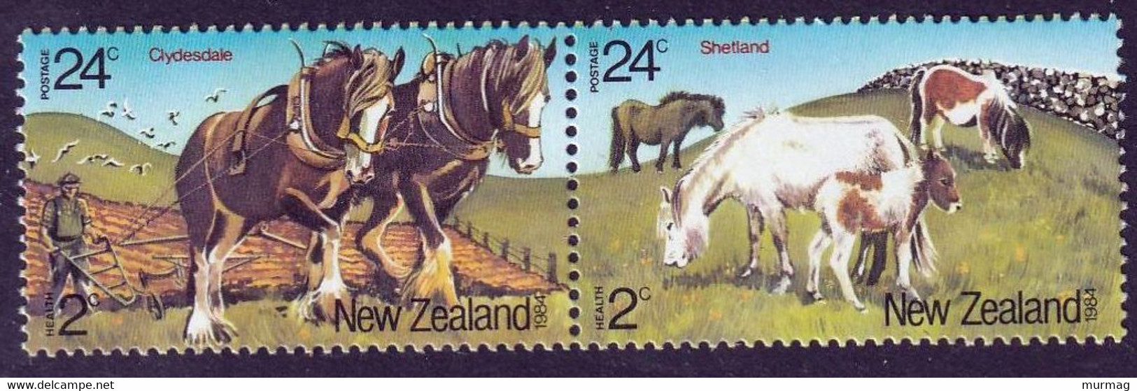 NOUVELLE ZELANDE - Faune, Chevaux, Au Profit Oeuvres Pour La Santé De L'enfance - Y&T BF 50 + Tb N° 876-878 - MNH - 1984 - Autres & Non Classés