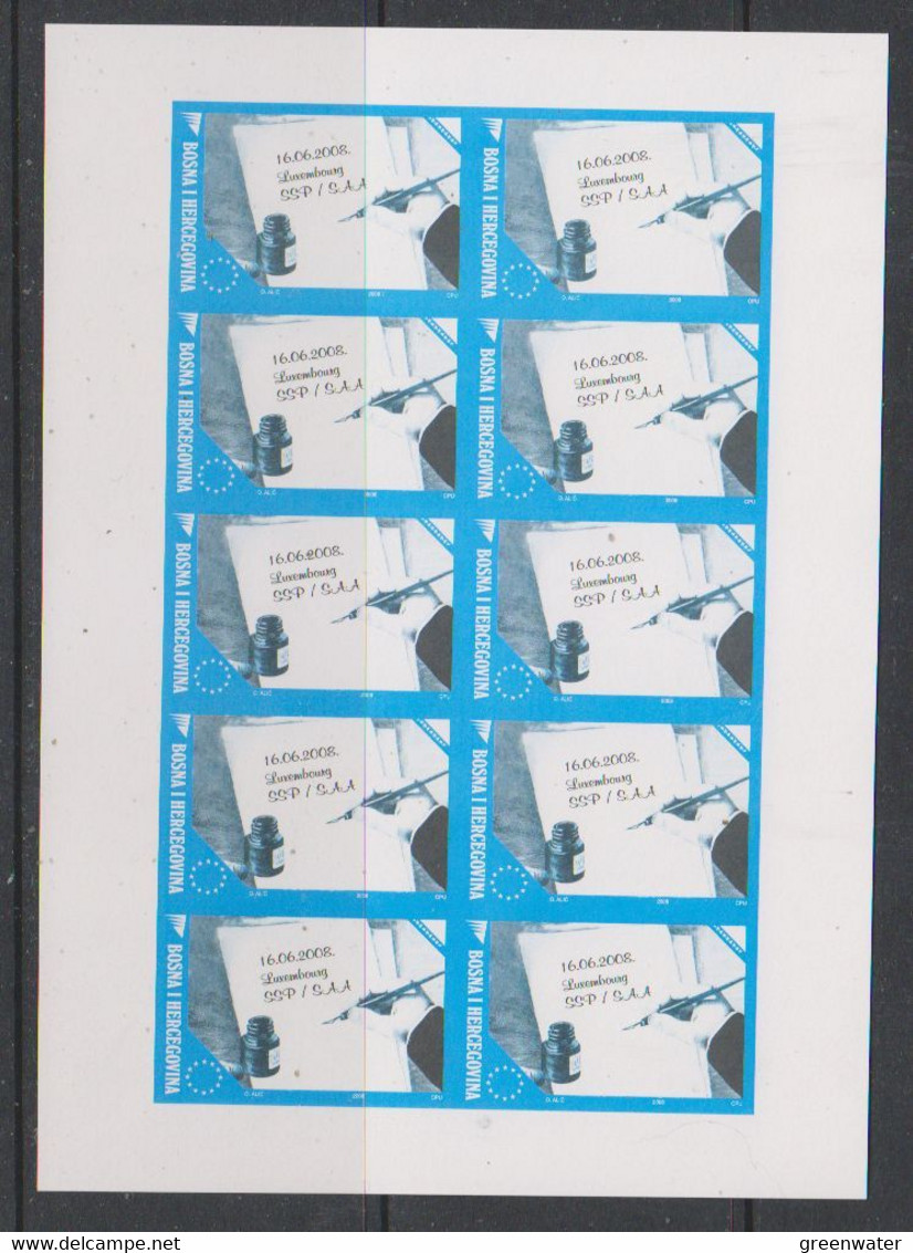 Bosnia/Herzegovina Sarajevo 2008 Stabilization Agreement With EU 1v Sheetlet IMPERFORATED PROOF (blue) ** Mnh (51564) - European Ideas