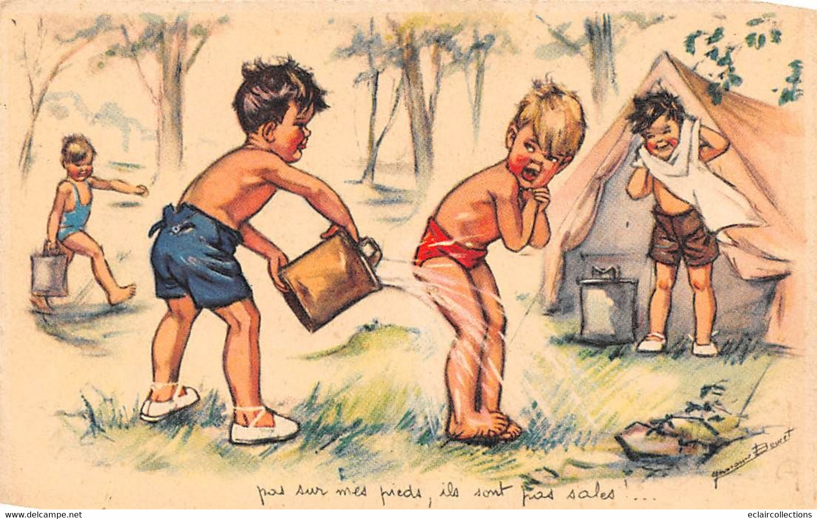 Illustrateur: Germaine  Bouret    Pas Sur Mes Pieds.  Camping       (voir Scan) - Bouret, Germaine