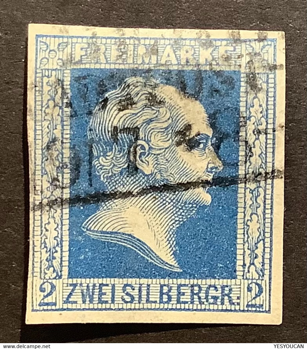 Preussen Mi.7 C = 160€ Tadellos Gepr Kastaun, 1857 2 Sgr Dunkelblau Gestempelt  (Prusse, Prussia VF TB - Used