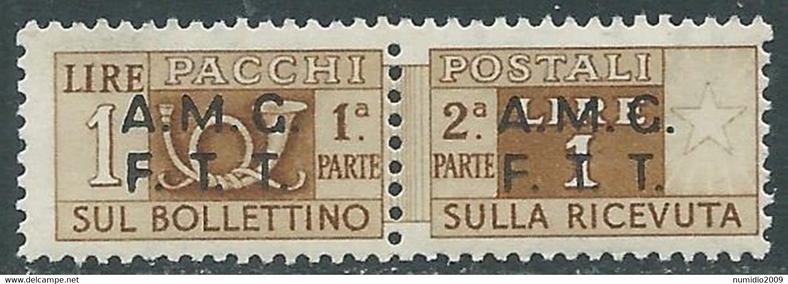 1947-48 TRIESTE A PACCHI POSTALI 1 LIRA MNH ** - RE24-3 - Postpaketen/concessie