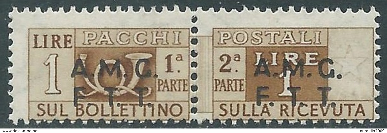 1947-48 TRIESTE A PACCHI POSTALI 1 LIRA MNH ** - RE24-6 - Postpaketen/concessie