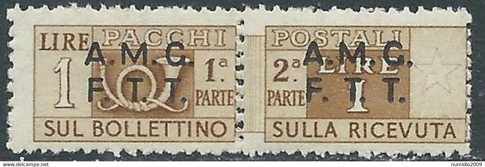 1947-48 TRIESTE A PACCHI POSTALI 1 LIRA MNH ** - RE24-7 - Postal And Consigned Parcels