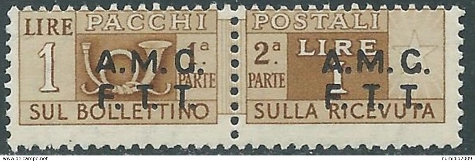 1947-48 TRIESTE A PACCHI POSTALI 1 LIRA MNH ** - RE24-9 - Paketmarken/Konzessionen