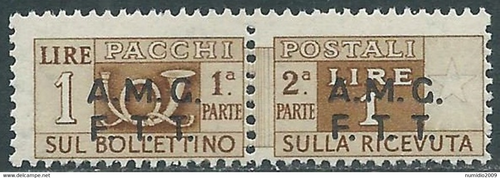 1947-48 TRIESTE A PACCHI POSTALI 1 LIRA MNH ** - RE24-10 - Paketmarken/Konzessionen