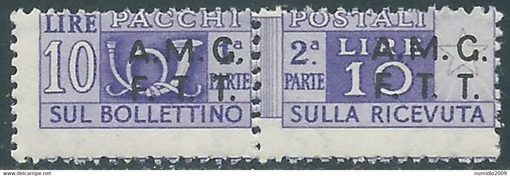 1947-48 TRIESTE A PACCHI POSTALI 10 LIRE VARIETà DENTELLATURA MNH ** - RE24 - Colis Postaux/concession