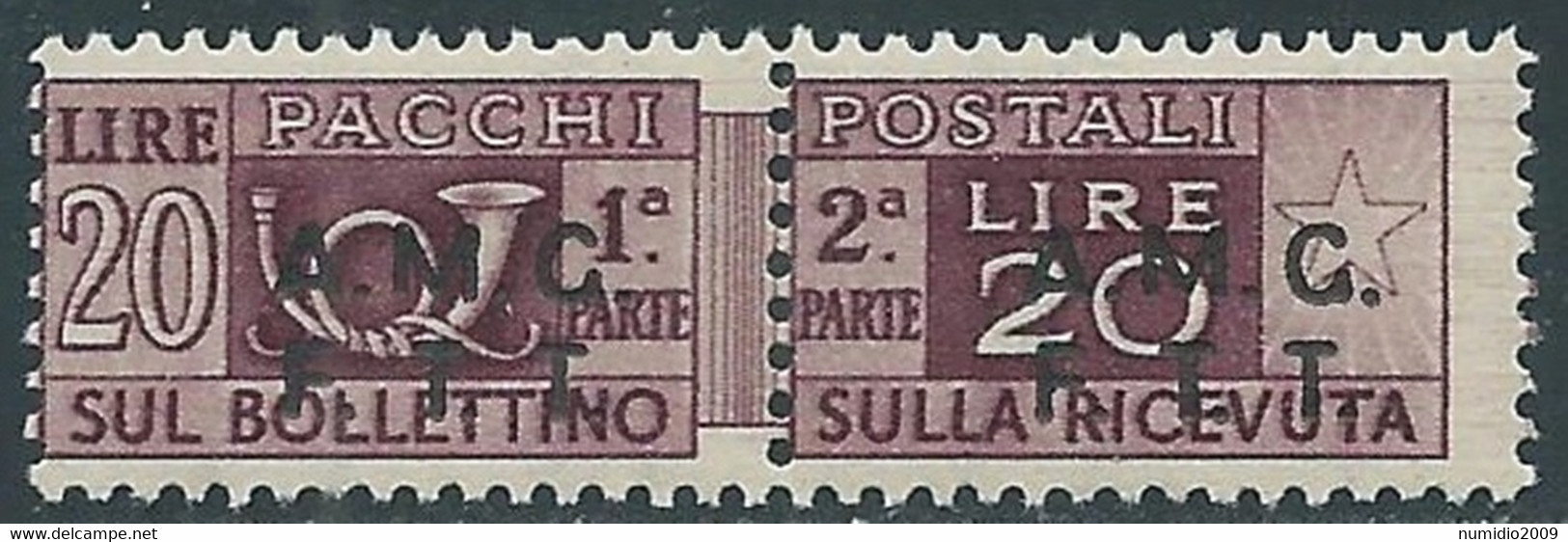 1947-48 TRIESTE A PACCHI POSTALI 20 LIRE MNH ** - RE24-5 - Paketmarken/Konzessionen