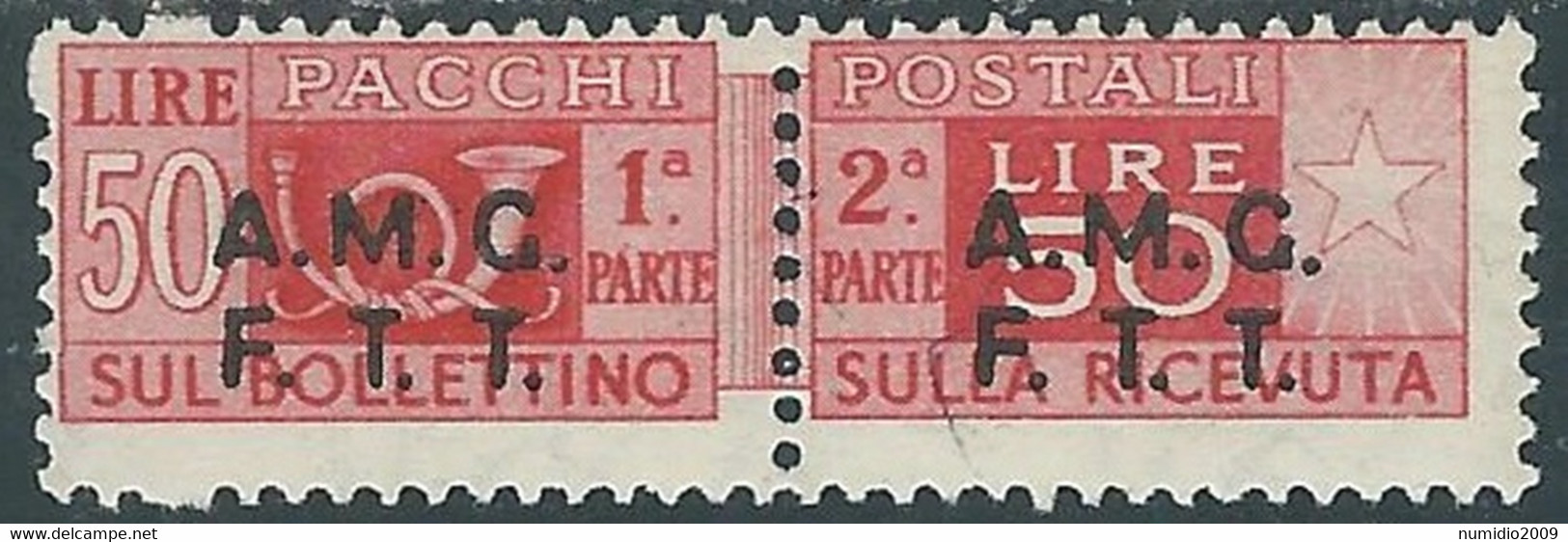 1947-48 TRIESTE A PACCHI POSTALI 50 LIRE MH * - RE24-9 - Pacchi Postali/in Concessione