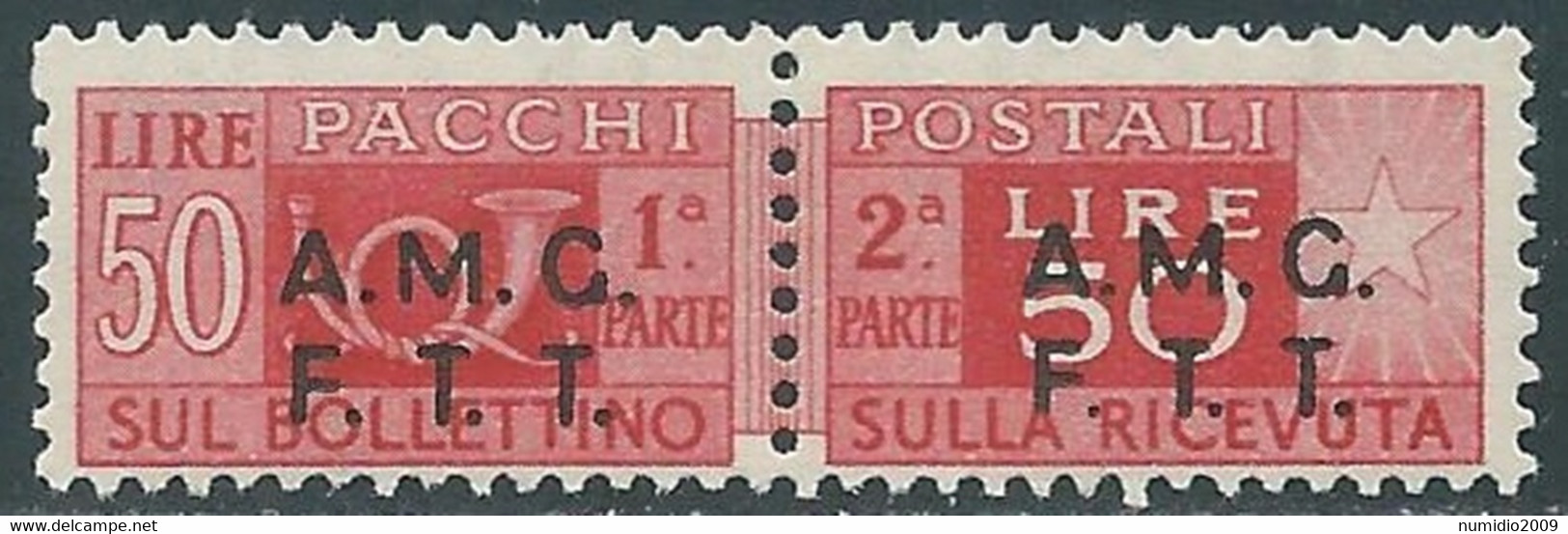 1947-48 TRIESTE A PACCHI POSTALI 50 LIRE MNH ** - RE24-7 - Paketmarken/Konzessionen