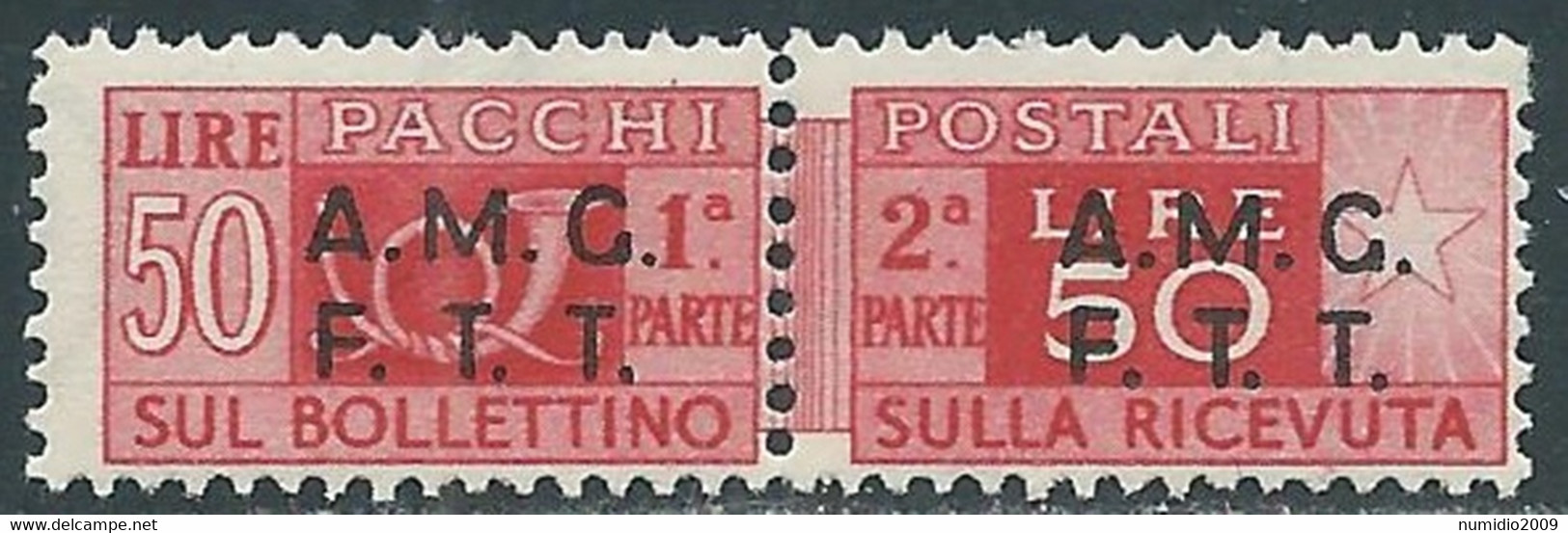 1947-48 TRIESTE A PACCHI POSTALI 50 LIRE MNH ** - RE24-8 - Paketmarken/Konzessionen