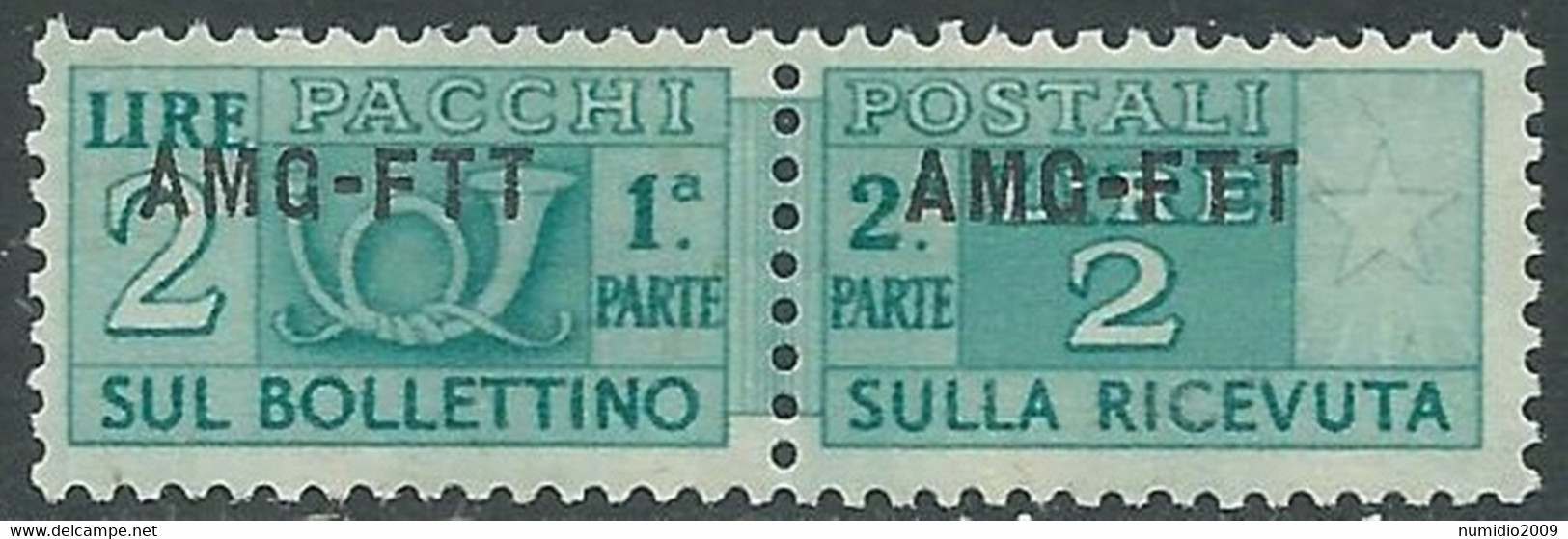 1949-53 TRIESTE A PACCHI POSTALI 2 LIRE MNH ** - RE24-4 - Pacchi Postali/in Concessione