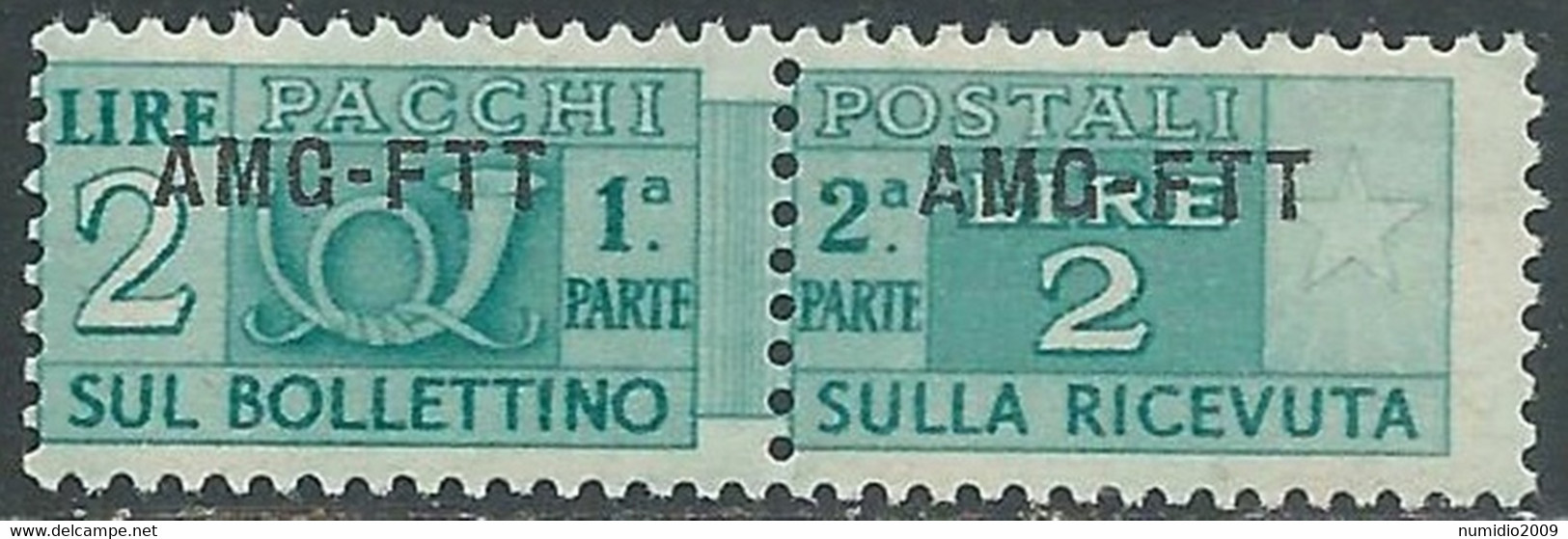 1949-53 TRIESTE A PACCHI POSTALI 2 LIRE MNH ** - RE24-6 - Colis Postaux/concession