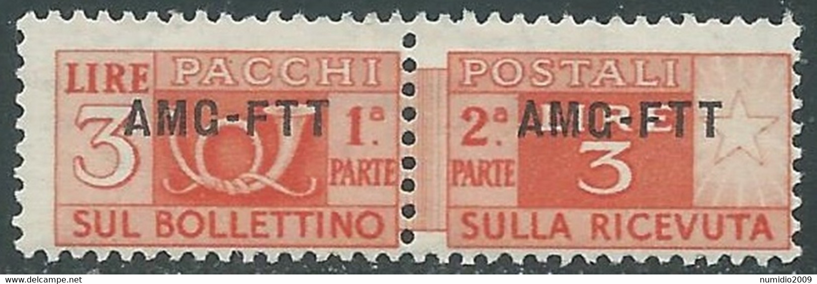 1949-53 TRIESTE A PACCHI POSTALI 3 LIRE MNH ** - RE24-10 - Colis Postaux/concession