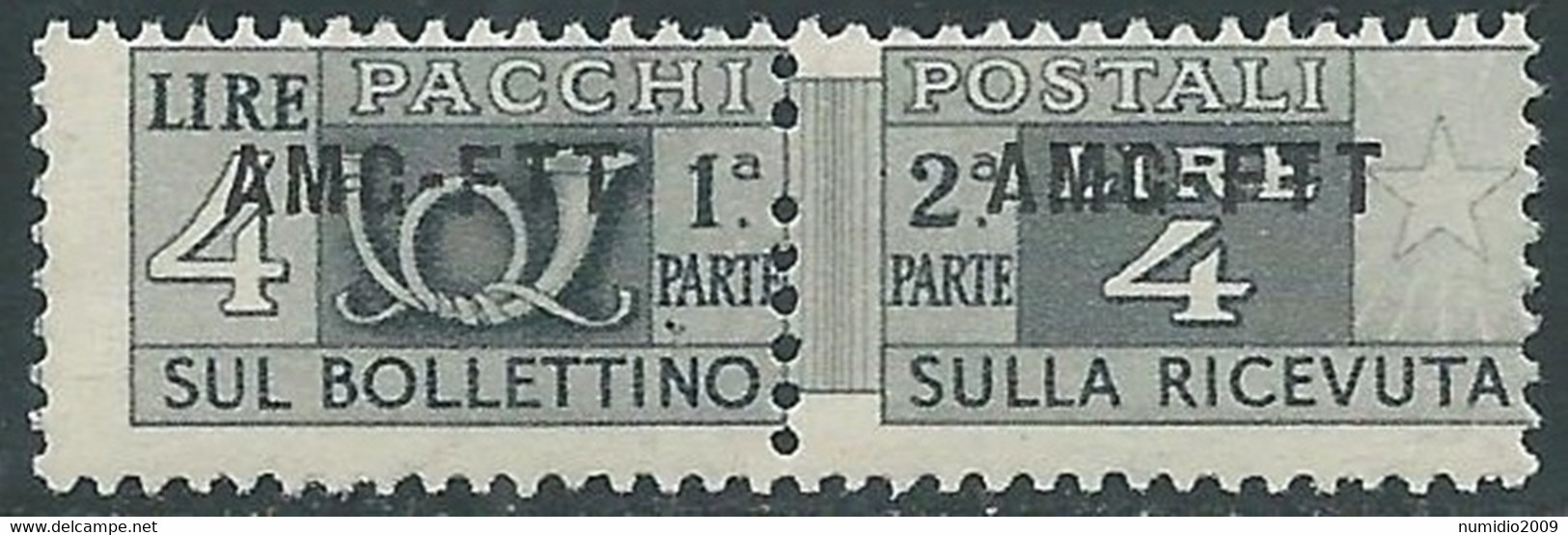 1949-53 TRIESTE A PACCHI POSTALI 4 LIRE MNH ** - RE24-4 - Pacchi Postali/in Concessione