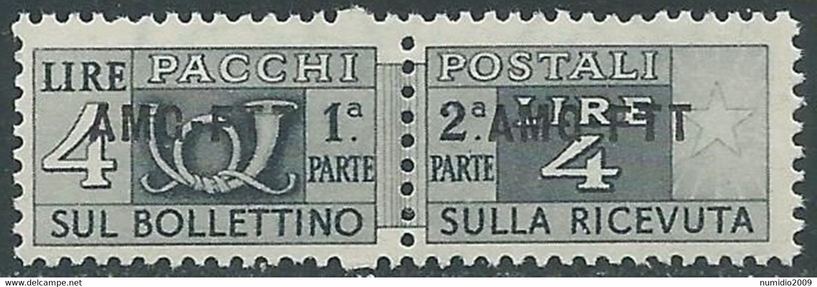 1949-53 TRIESTE A PACCHI POSTALI 4 LIRE MNH ** - RE24-5 - Pacchi Postali/in Concessione