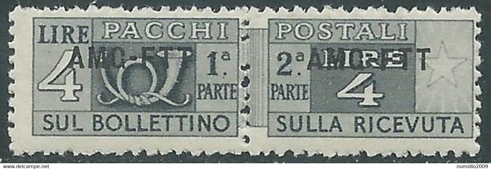 1949-53 TRIESTE A PACCHI POSTALI 4 LIRE MNH ** - RE24-6 - Postpaketen/concessie