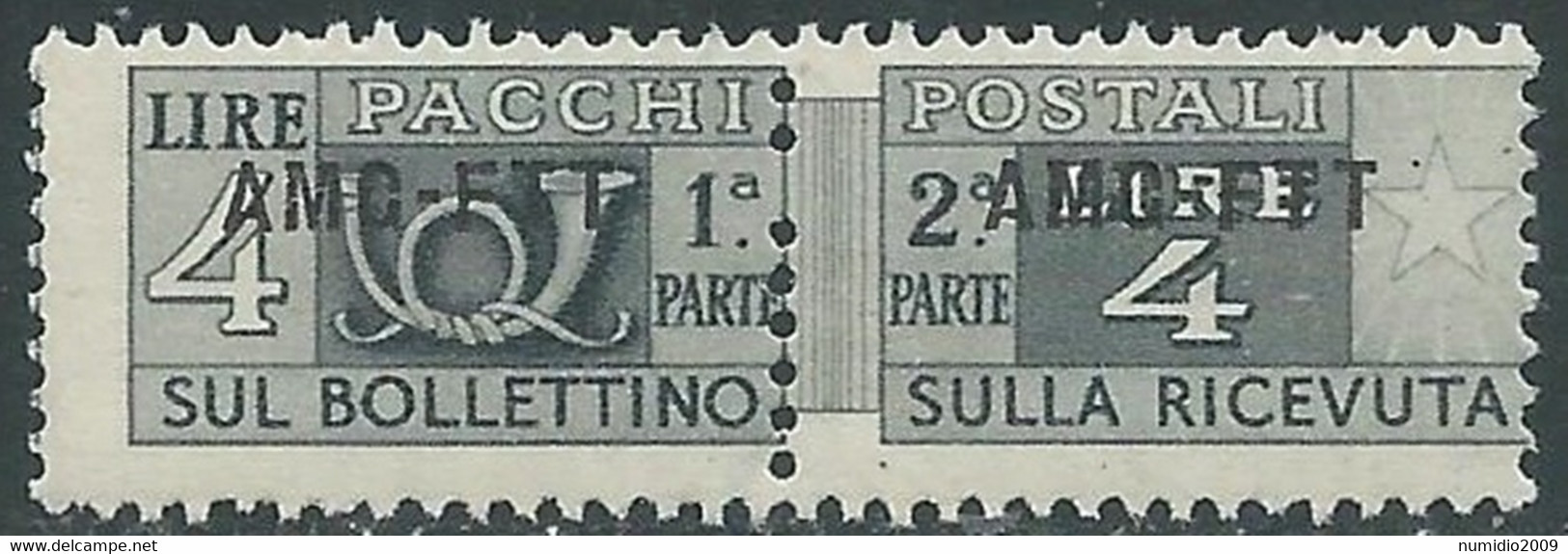 1949-53 TRIESTE A PACCHI POSTALI 4 LIRE MNH ** - RE24-8 - Pacchi Postali/in Concessione