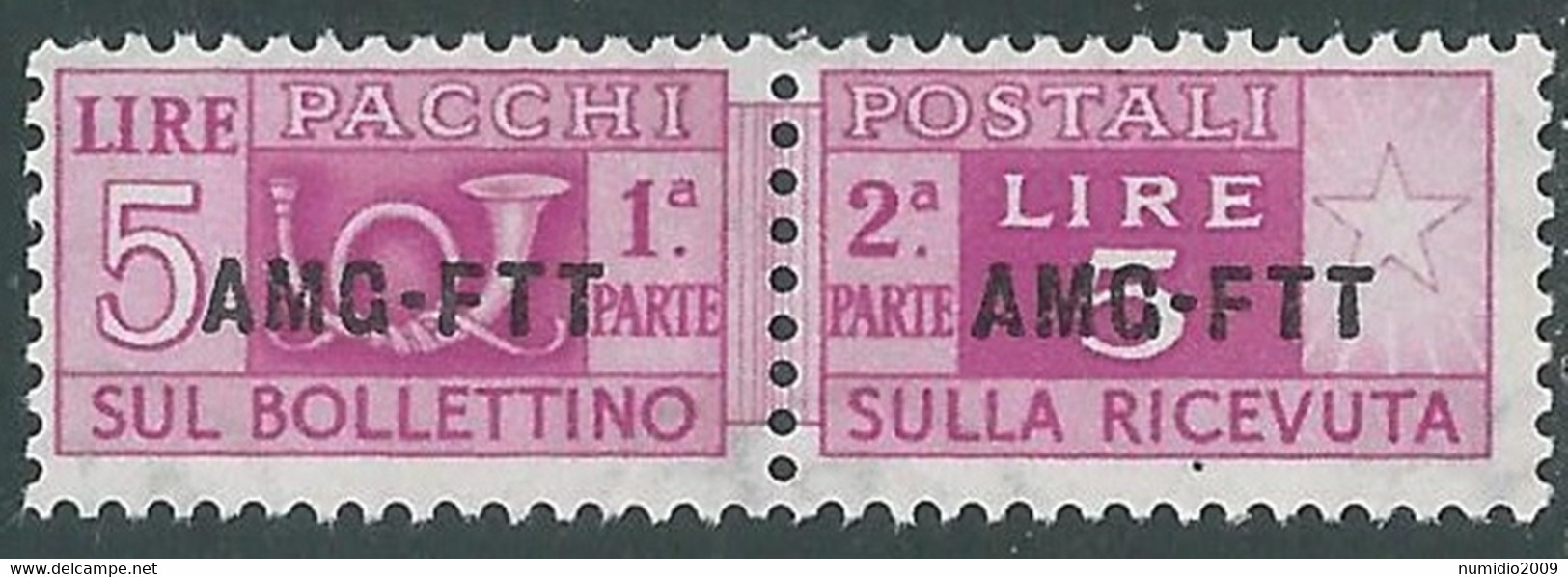 1949-53 TRIESTE A PACCHI POSTALI 5 LIRE MH * - RE25-4 - Postpaketen/concessie