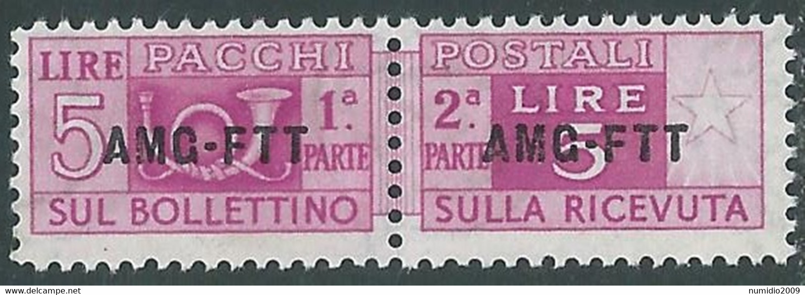 1949-53 TRIESTE A PACCHI POSTALI 5 LIRE MH * - RE25-5 - Postpaketen/concessie