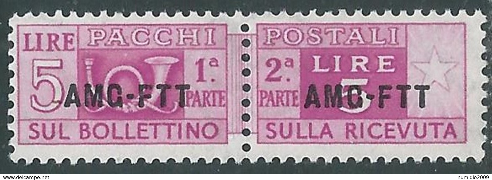 1949-53 TRIESTE A PACCHI POSTALI 5 LIRE MH * - RE25-6 - Postal And Consigned Parcels