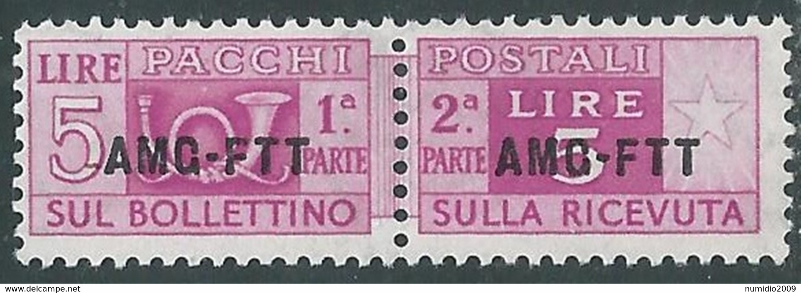 1949-53 TRIESTE A PACCHI POSTALI 5 LIRE MH * - RE25-6 - Paketmarken/Konzessionen