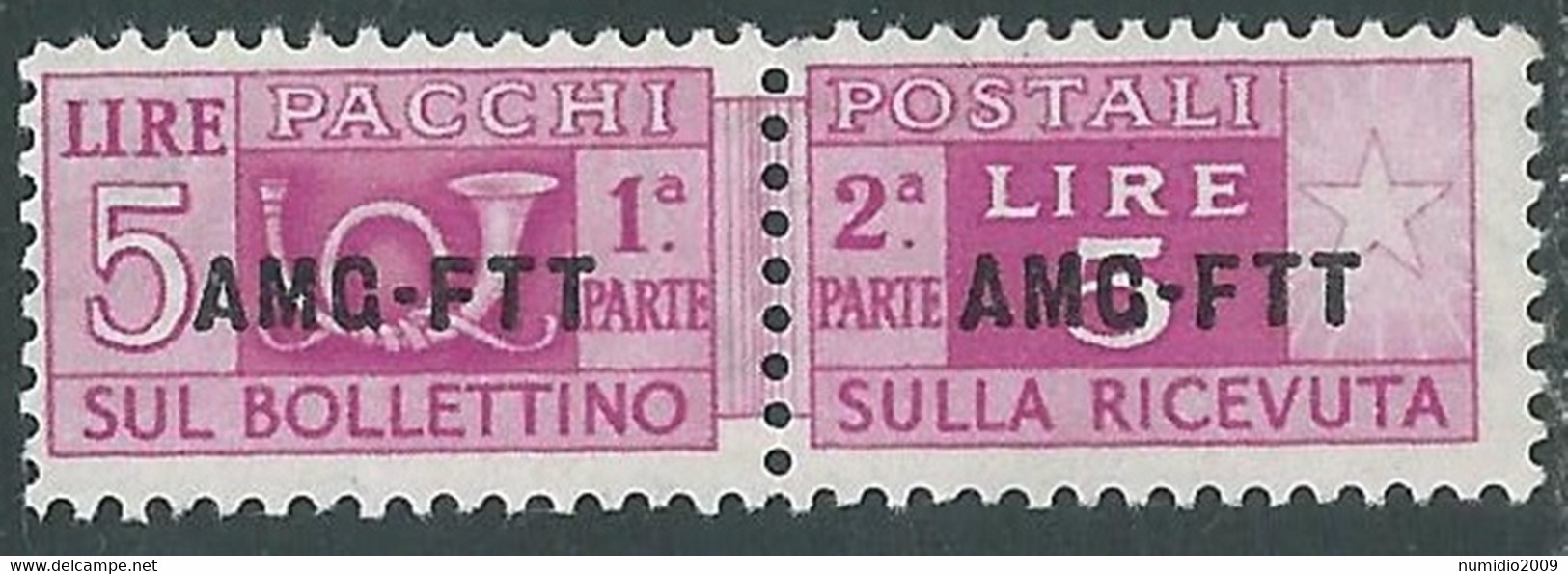 1949-53 TRIESTE A PACCHI POSTALI 5 LIRE MH * - RE25-7 - Postal And Consigned Parcels