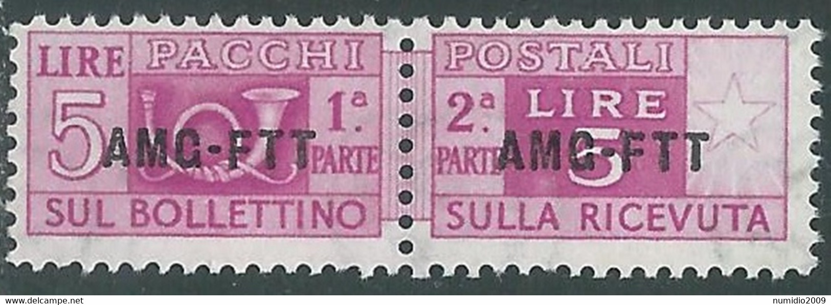 1949-53 TRIESTE A PACCHI POSTALI 5 LIRE MNH ** - RE24-4 - Postal And Consigned Parcels