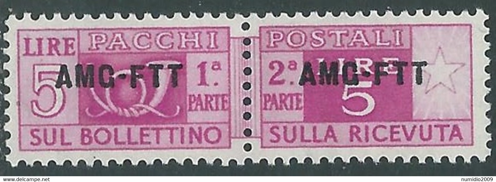 1949-53 TRIESTE A PACCHI POSTALI 5 LIRE MNH ** - RE24-5 - Colis Postaux/concession