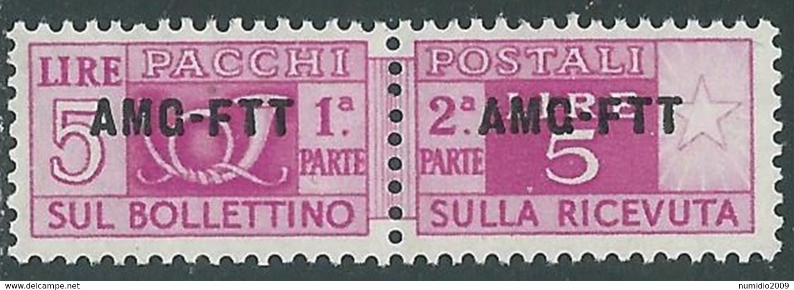 1949-53 TRIESTE A PACCHI POSTALI 5 LIRE MNH ** - RE25-8 - Postpaketen/concessie