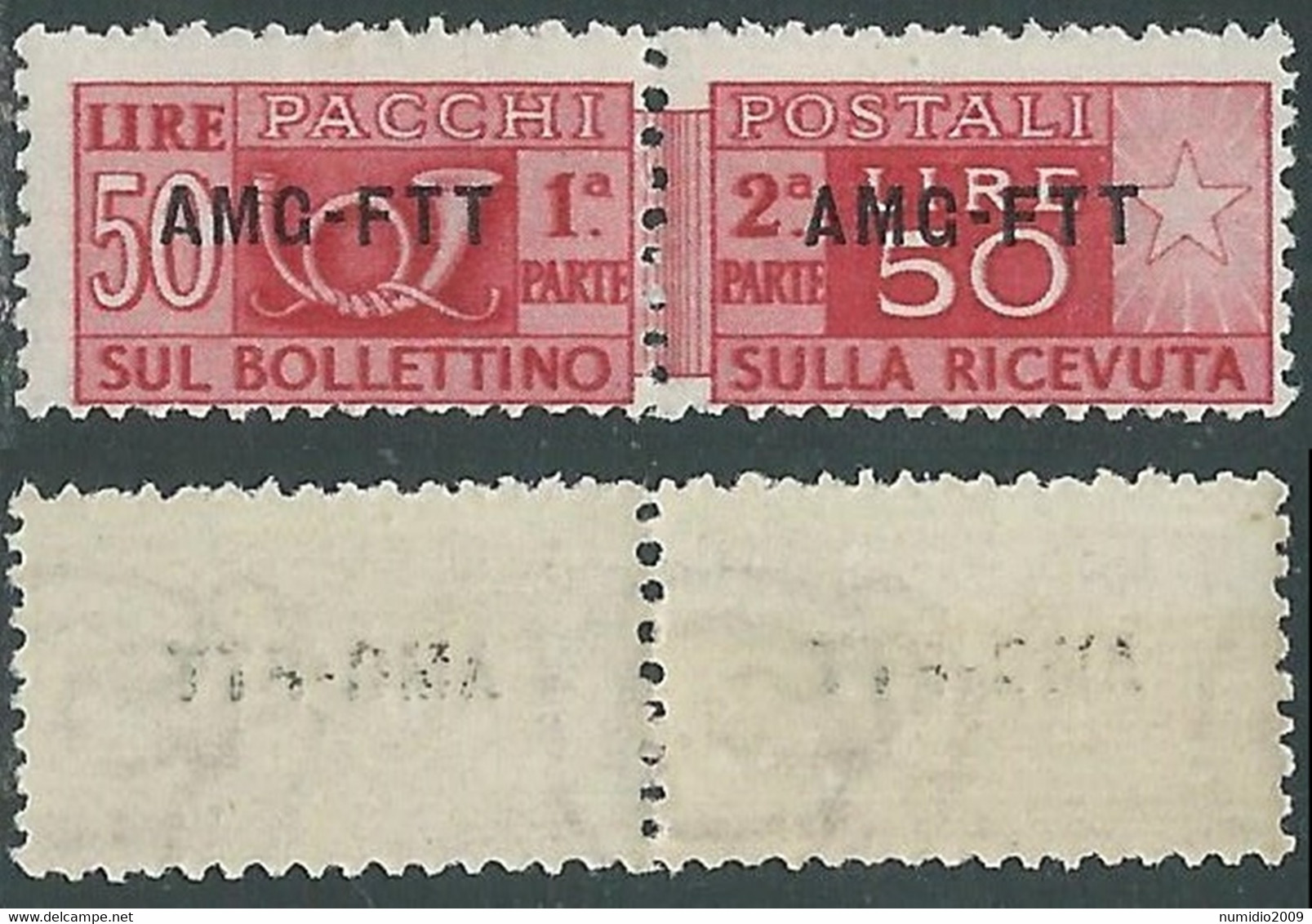 1949-53 TRIESTE A PACCHI POSTALI 50 LIRE DECALCO MNH ** - RE24-7 - Postal And Consigned Parcels