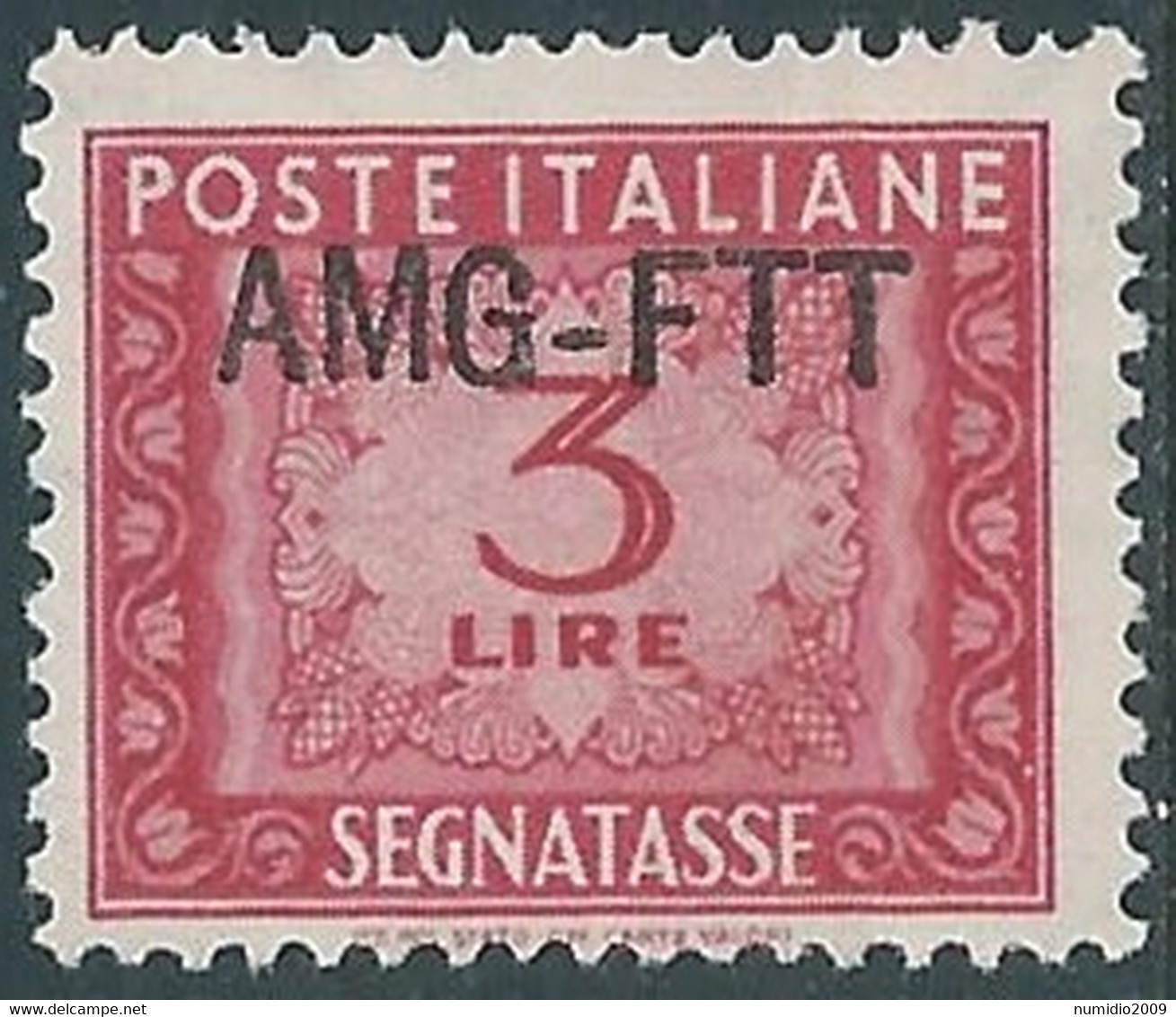 1949-54 TRIESTE A SEGNATASSE 3 LIRE MH * - RE11-6 - Strafport