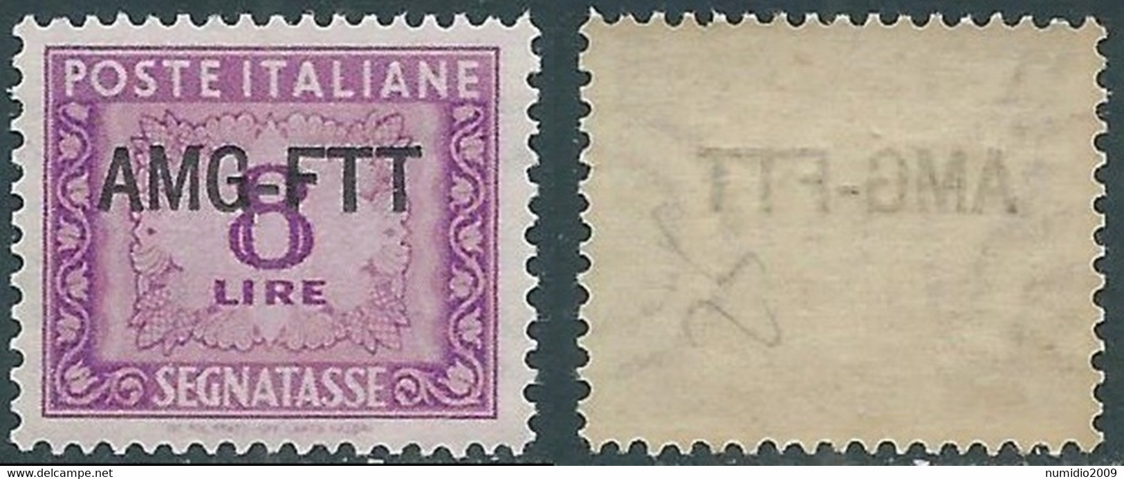 1949-54 TRIESTE A SEGNATASSE 8 LIRE DECALCO MNH ** - RE10-2 - Taxe